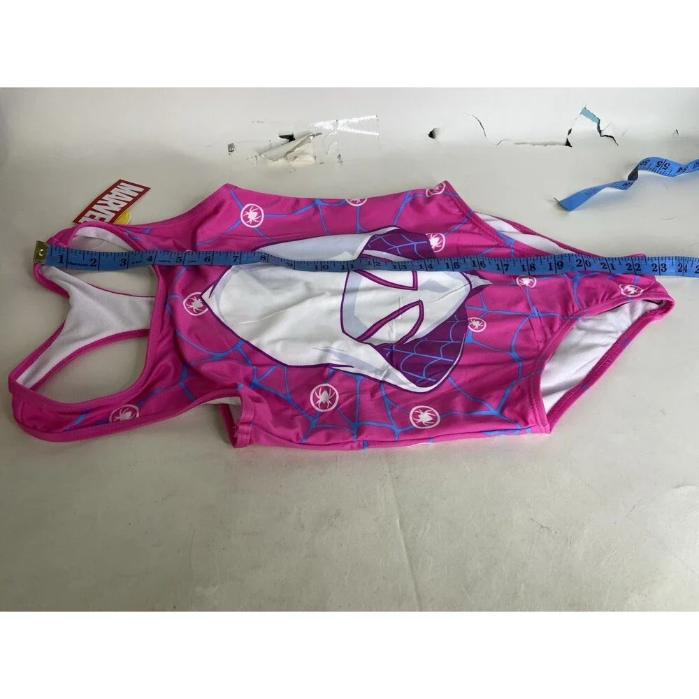 Marvel Ghost Spider One Piece Pink Swim Swimsuit Swimwear Girls Size 10